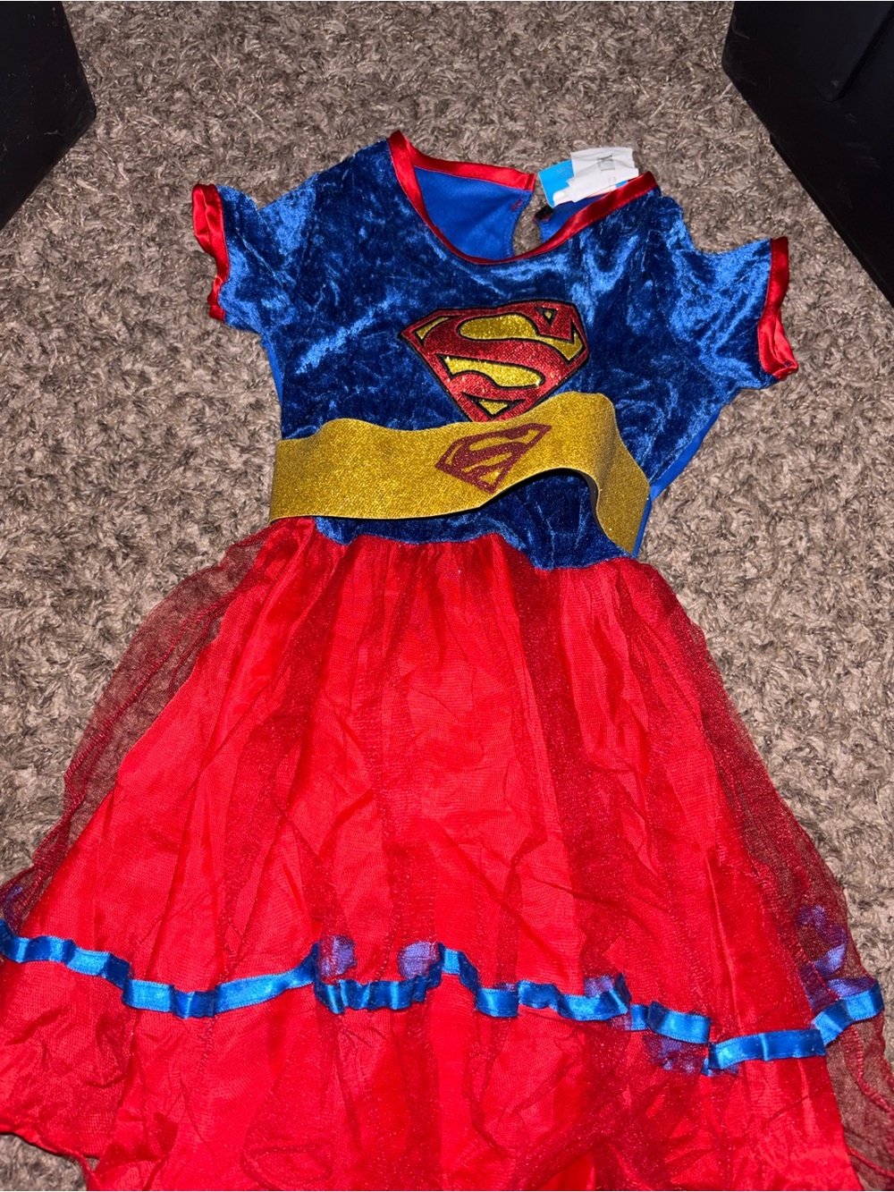 Supergirl Halloween Costume Dress DC Comic Sequins Tulle Skirt Size Small 4/5